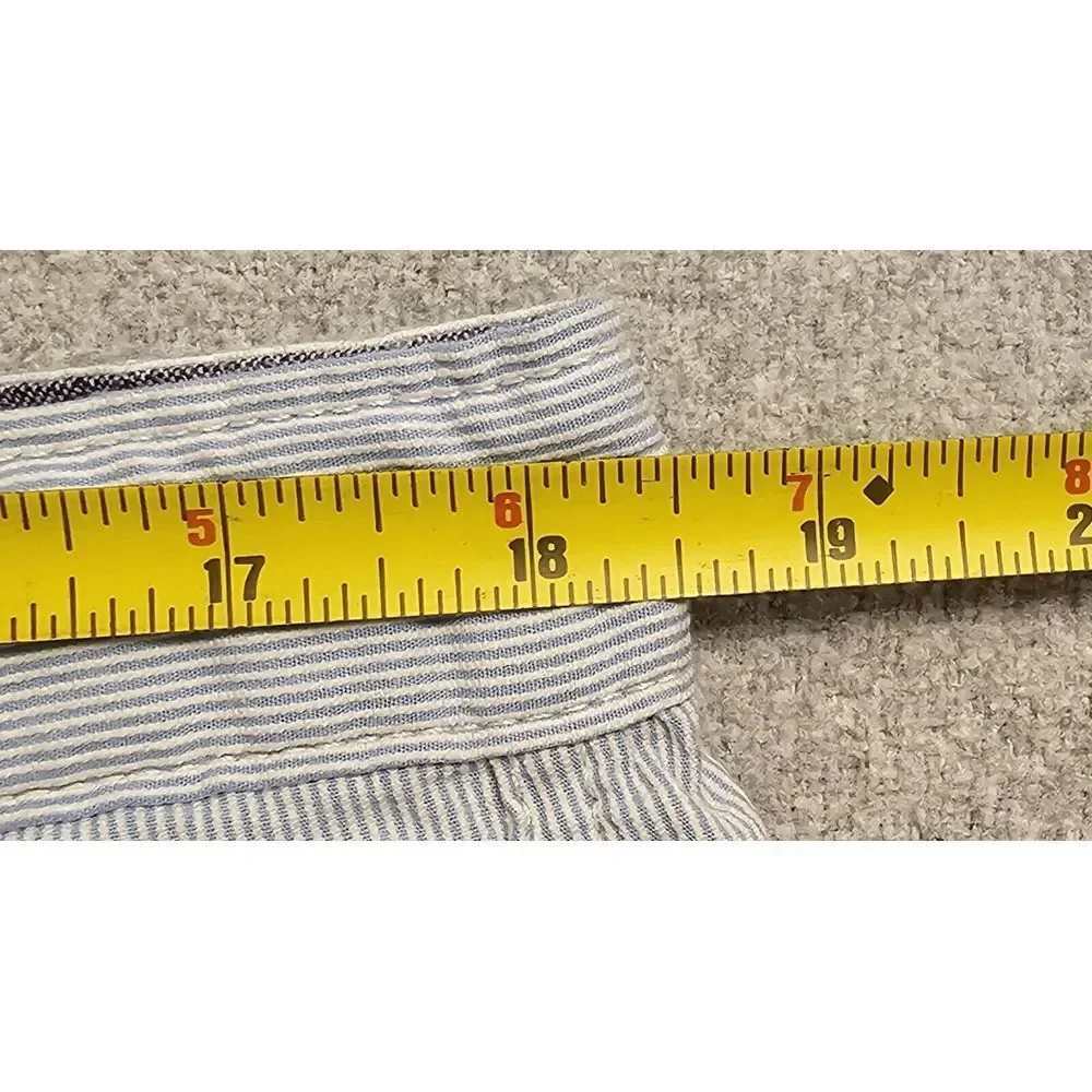 Paper Denim Co Seersucker Chino Shorts Cotton White Blue Striped‎ 37* (*Tag 36)